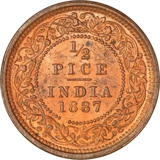 Copper Half Pice of Victoria Empress of Calcutta Mint of 1887.