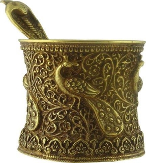 Vintage and antique Gold Pot and Spoon, Panch Patara.