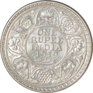 Silver Rupee of King George V of Calcutta Mint of 1919.