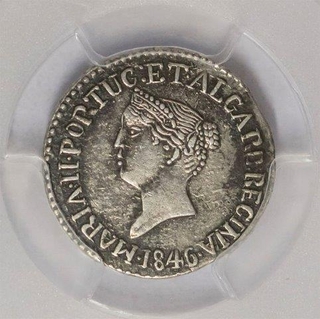 Silver Half Pardao Coin of Maria II of Goa of India Portuguese.