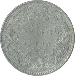 Silver One Rupee Coin of Victoria Empress of Bombay Mint of 1898.