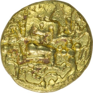 Very Rare Gold Pagoda Coin of Isapura Type with Rama and Seeta.