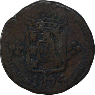 Copper Fifteen Reis Coin of Pedro V of Indo Portuguese.