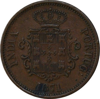 Copper Half Tanga Coin of Luiz I of Indo Portuguese.