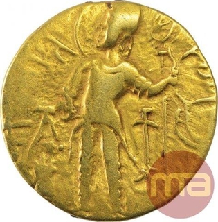 Very Rare Gold Dinara Coin of Samudragupta of Gupta Dynasty of Kacha Type.