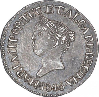 Rare Silver Half Pardao Coin of Maria II of Goa of Indo Portuguese.