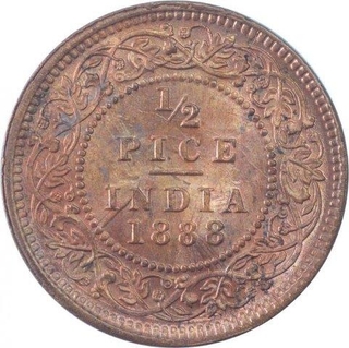 Copper Half Pice  Coin of Victoria Empress of Calcutta Mint of 1888.