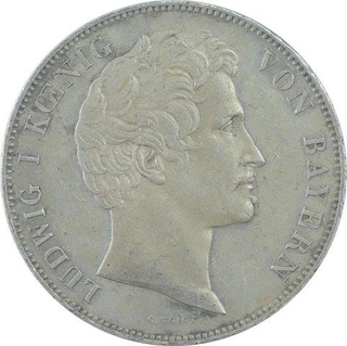 Silver Two Thaler Coin of Ludwig I of Kingdom of Bavaria of Germany.