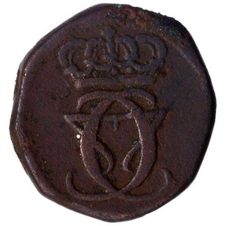 Copper Ten Cash Coin of Christian VII of India Danish.