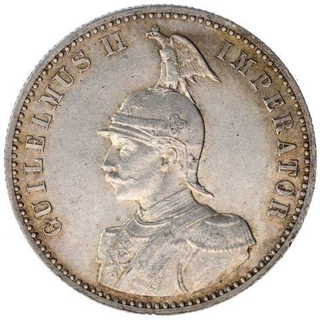 Silver Half Rupie Coin of Guilelmus II of German East Africa.