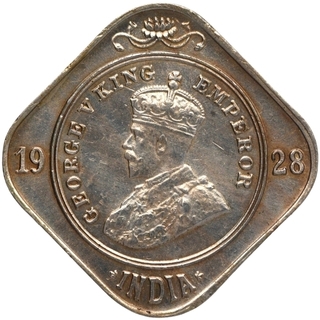 Copper Nickel Two Annas Coin of King George V of Bombay Mint of 1928.