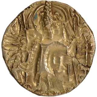 Gold Dinar Coin of Kipanada of Later Kushan Dynasty.