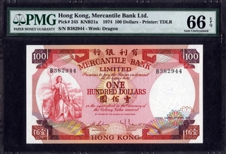 One Hundred Dollars Bank Note of Mercantile Bank Limited of Hongkong.