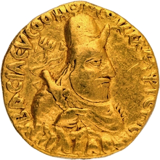 Gold Dinar Coin of Vima Kadphises of Kushan Dynasty.