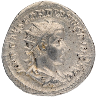 Silver Denarius Coin of Gordian III of Roman Empire.