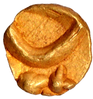 Gold Half Fanam Coin of Imperial Cholas of Fish type.