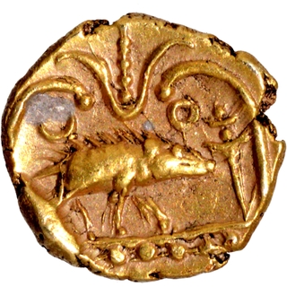 Gold Fanam Coin of Tirumalaraya of Aravidu Dynasty of Vijayanagara Empire.