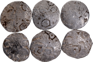 	A Lot of Very Rare 6 Punch Marked Silver Karshapana Coins of Kosala Janapada.	