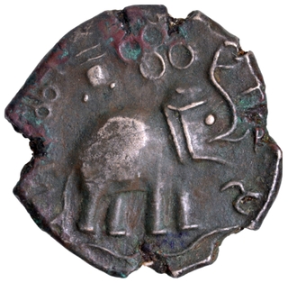 	Potin Coin with Original Patina of Kausikiputra Siri Satakarni of Satavahana Dynasty in Sharp Strike.	