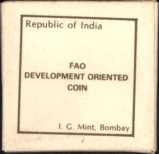 1987 Proof Set of Small Farmers of 100 Rupees Coin of Bombay Mint of Republic India.