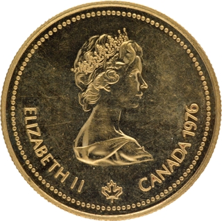 Gold One Hundred Dollars Coin of Queen Elizabeth II of Canada of 1976.