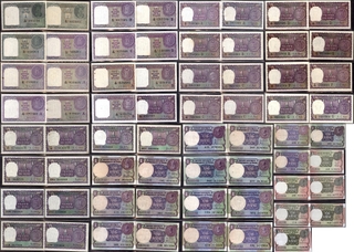 Complete Sets of 65 One Rupee Banknotes of Different Years & Signatures of Republic India.