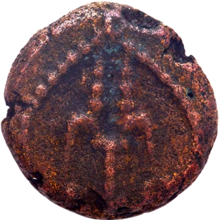 Rare Copper Kasu Coin of Ankusaraya of Hagalvadi Chiefs of Chiknayakanhalli with double Ankush symbols.