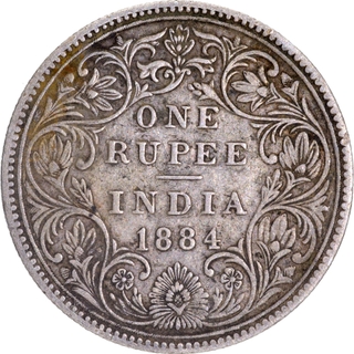 Unlisted Very Rare Silver Mule One Rupee Coin of Victoria Empress of Bombay and Calcutta Mint of 1884.