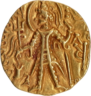 Ardokhsho type Gold Dinar Coin of Vasudeva II of Kushan Dynasty.