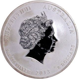 Proof Silver Eight Dollars Year of the Snake Coin of Queen Elizabeth II of Australia of 2013.