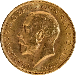 Gold Sovereign Coin of King George V of South Africa of 1928.