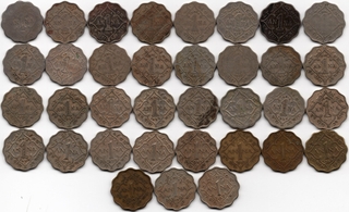 Very Rare Cupro Nickel & Nickel Brass One Anna Thirty Five Coins of Different Rulers and Years.