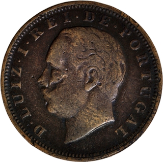  Bronze Twenty Reis Coin of Luiz I of Portugal of 1882.