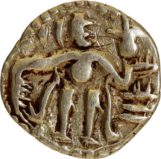  Ceylon Gold Aka Coin of Rajaraja I of Chola Dynasty with Nagari legend Daraka.