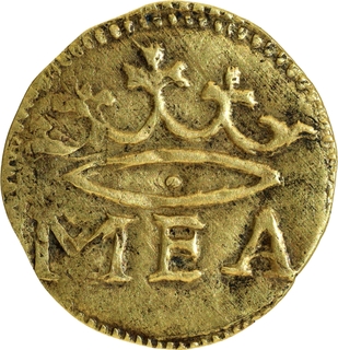 Extremely Rare Indo-Portuguese Goa Manuel I, Gold Half Manuel (240-Reais) Coin.