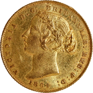 1864 Gold Sovereign Coin of Queen Victoria of Australia of Sydney Mint.