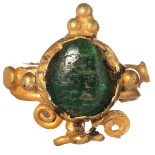 Very Rare Gold Mukut with Emerald Primitive Money of Rigvedic period.