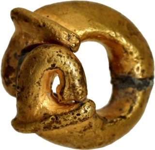 Extremely Rare Gold Kundal Primitive Money of Gupta period.