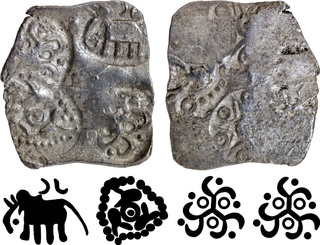 Very Rare Punch Marked Silver Half Karshapana Coin of Vidarbha Janapada.