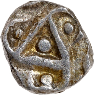 Punch Marked Silver Half Karshapana Coin of Kuru Janapada of Haryana Region.