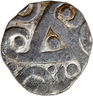 Punch Marked Silver Half Karshapana Coin of Kuru Janapada of Haryana Region.