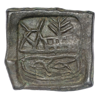 Very Rare Uncirculated Bronze Square Coin of City State of Kurupurika of Narmada Valley.