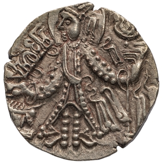 Extremely Rare Debase Gold Dinar Coin of  Sri Tunjina I of Kidara of Kashmir with legend Sri Tuysina.