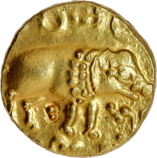 Unpublished Exceedingly Rare Chalukyas of Kalyani Gold Varaha Coin with Kannada title.