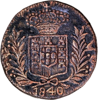 Indo-Portuguese, Damao – D. Maria II, Copper ½ Tanga (30 Reis), 1840, Very Rare.