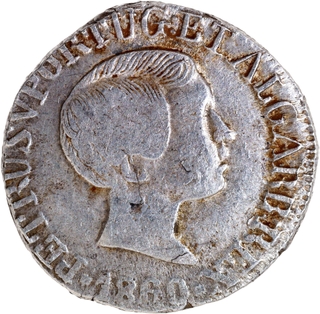 Indo-Portuguese, Goa – D. Pedro V (1853–1861), Silver Rupia, 1860, KM# 279, Rare.