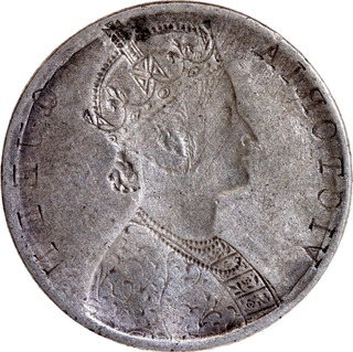 Extremely Rare Lakhi Brockage Error Silver One Rupee Coin of Victoria Queen of 1862-1876.