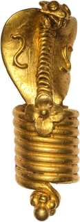 Very Rare Gold Mukut shaped like a snake for Shivalinga Primitive Money of Possibly Satavahana period.