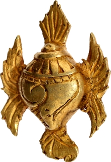 Very Rare Gold Conch Shell (Shankha) shaped Pendant/Mukut Primitive Money from Gupta Period.