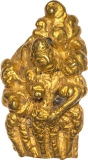 Very Rare Possibly Gupta Period Gold Mukut or Pendent featuring a deity symbols, possibly Lord Shiva family.